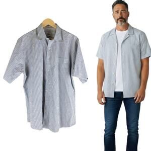 Peter Millar Short Sleeve Button Down Shirt Striped Mulit Color Cotton Size XL